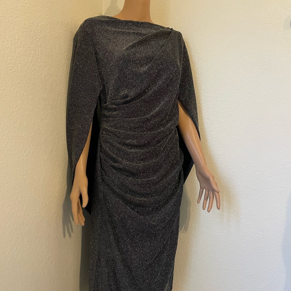 Elegant Black Sparkle Draped Evening Dress